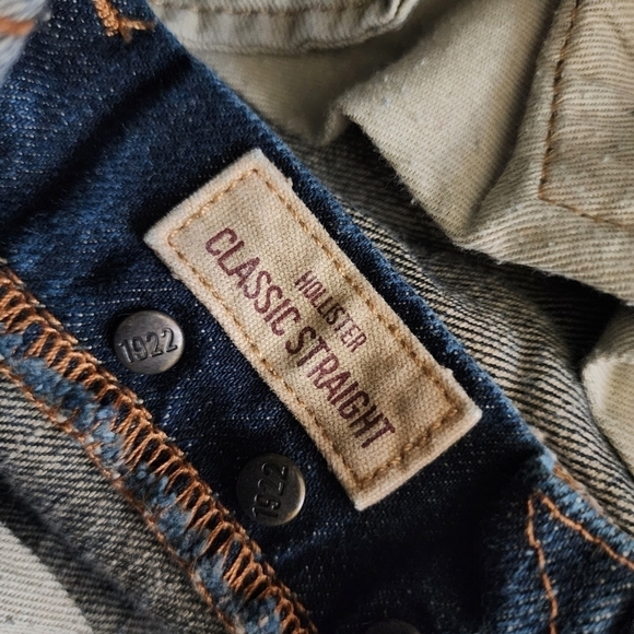 HOLLISTER Blue Denim Classic Straight JEANS Men's W31xL30 Button Fly 100% Cotton - Picture 6 of 8